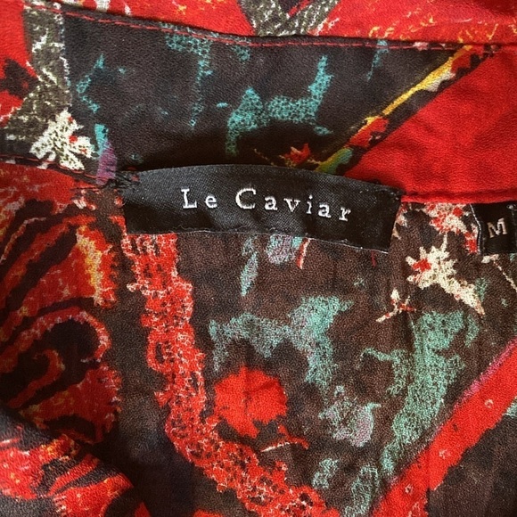 Le Caviar Crinkle blouse Womens M snaps chest pockets Western Rocker Artsy - Picture 5 of 11